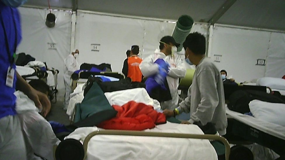 Image from inside one of the camp tents