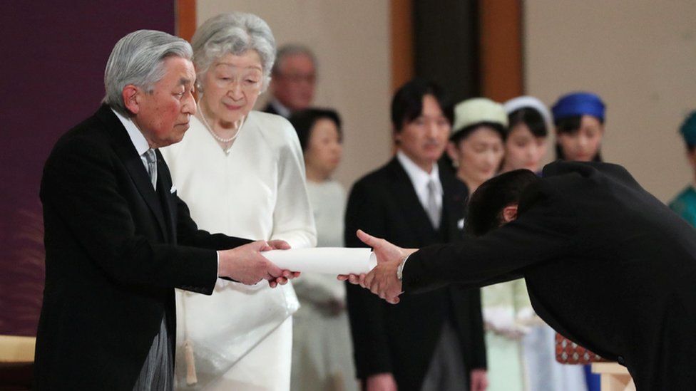 Japan's Emperor Akihito and Empress Michiko attend the ceremony