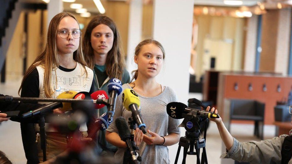 Greta Thunberg speaks during a press conference in Malmo, Sweden