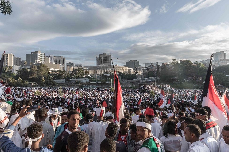 Crowds in Meskel Square in Addis Ababa