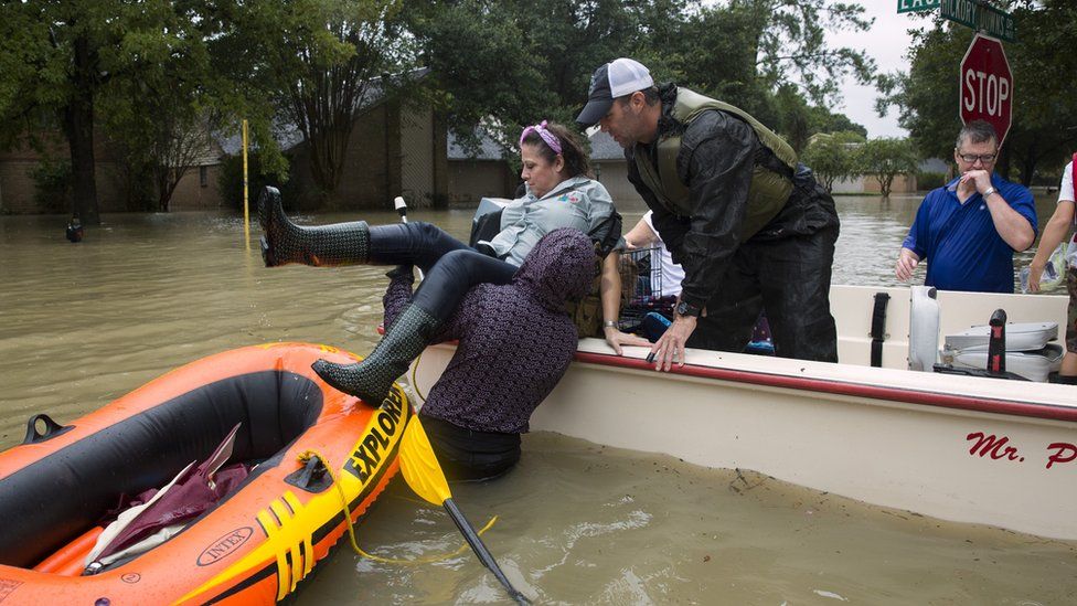 Houston residents are rescued after flooding caused by heavy rain during Hurricane Harvey August 29, 2017