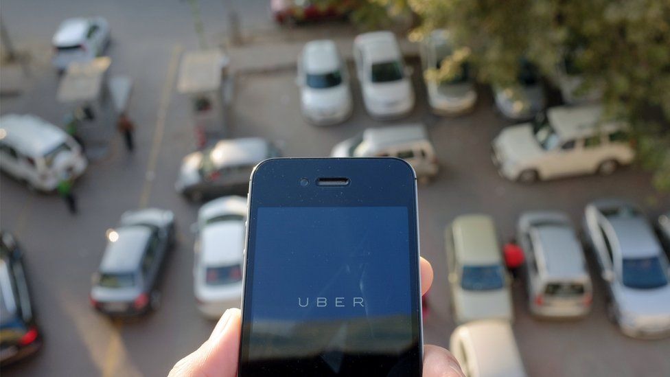The Uber app on an Indian smartphone