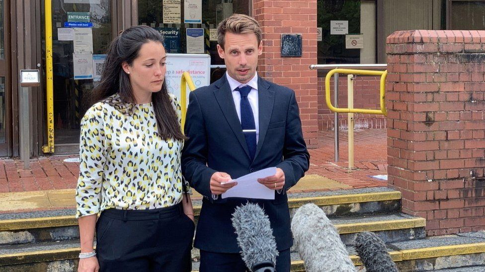 Sarah and Tom Richford outside court