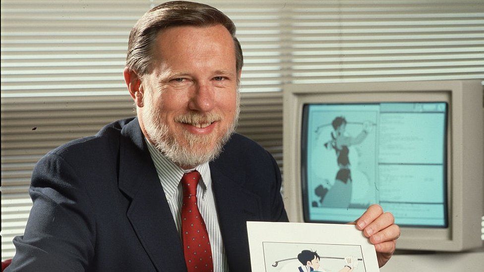 Charles Greschke shows off a drawing from the company's computer software
