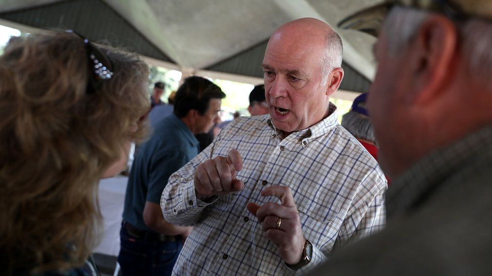 Republican congressional candidate Greg Gianforte campaigning in Montana