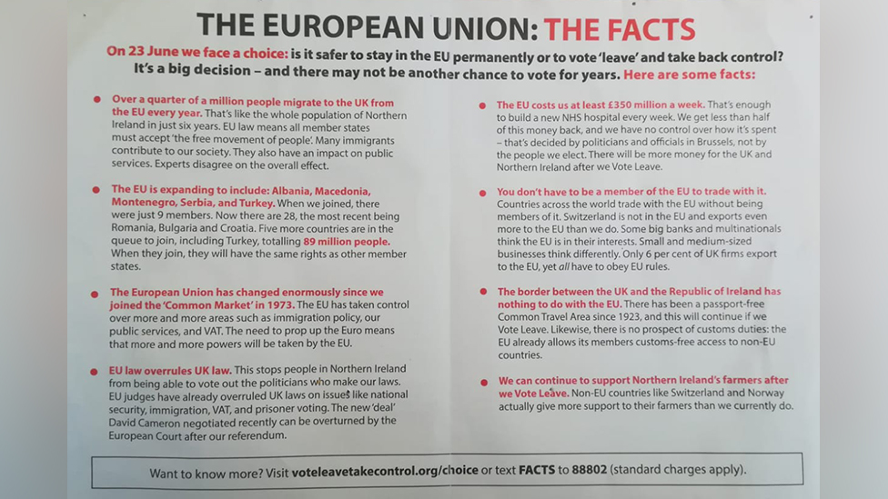Leaflet from Vote Leave