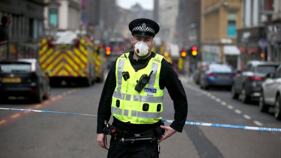 Police officer at Sauchiehall Street fire