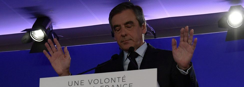 François Fillon speaks to supporters on 24 April