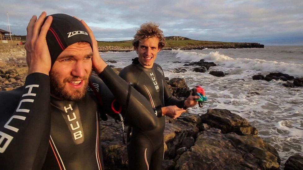 Cold feat Pair swim coasttocoast across Scotland BBC News
