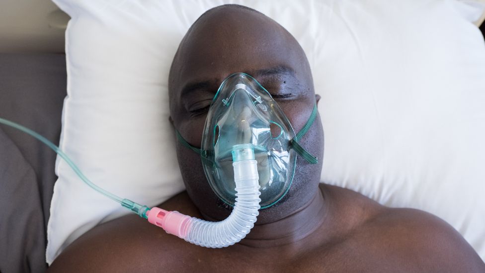 A man on a respirator in South Africa