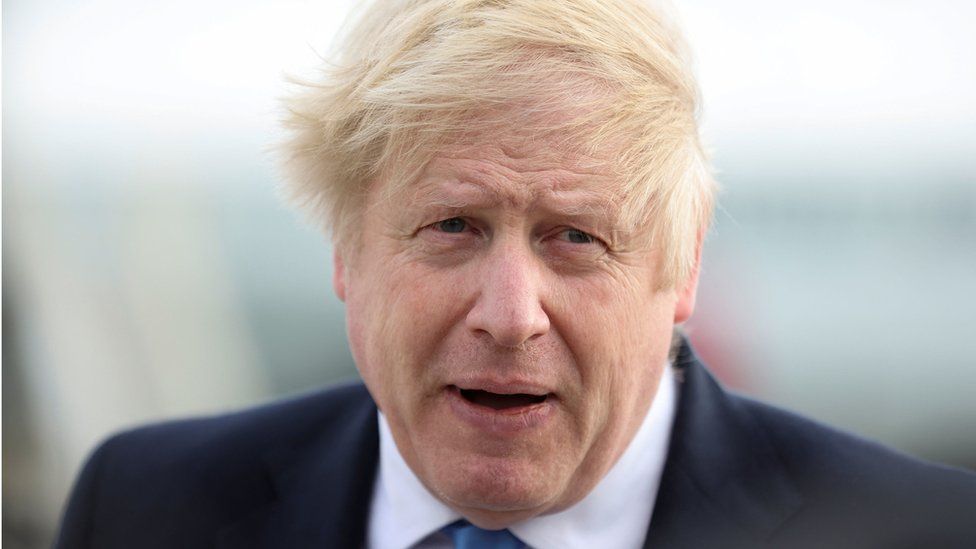 Prime Minister Boris Johnson on a visit to Royal Air Force Station Waddington in Lincolnshire