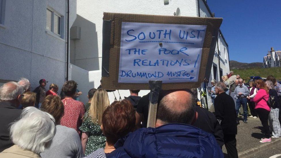 Protestor in South Uist