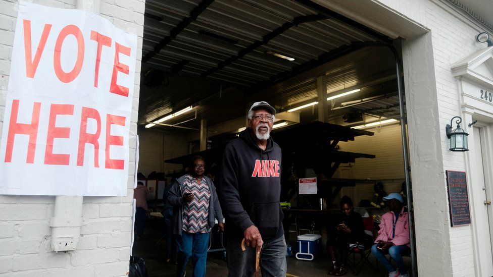 Voters at a polling station in Alabama in 2020