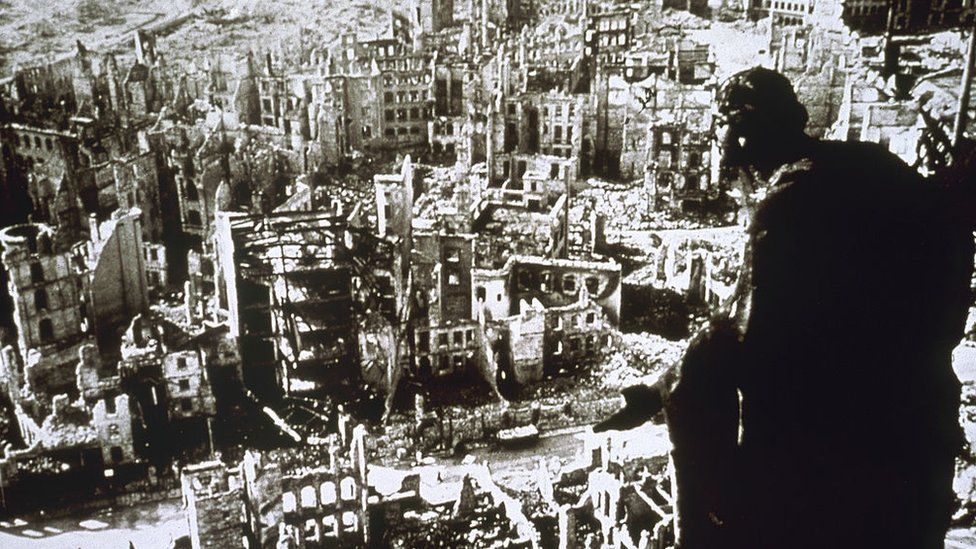 Dresden after the bombing, as seen from the top of the town hall