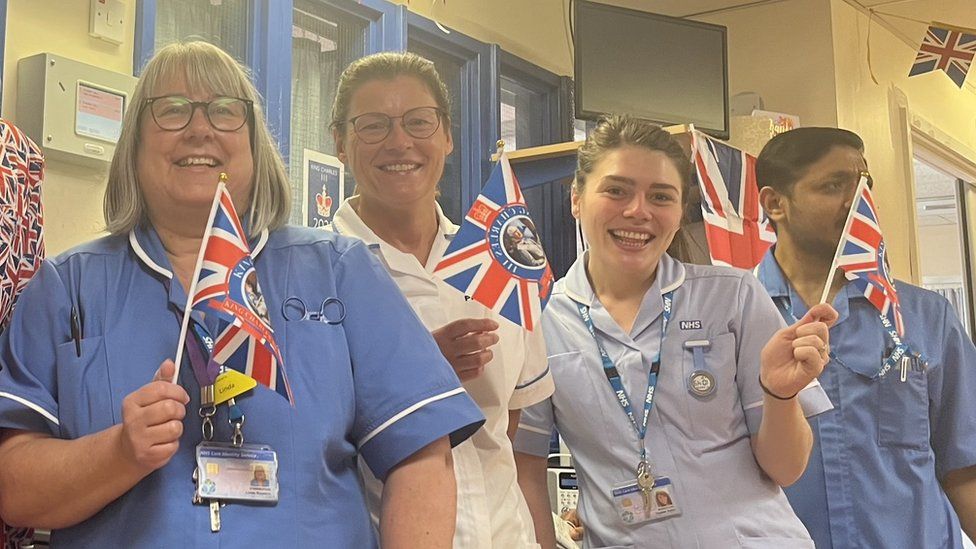 Nurses with flags