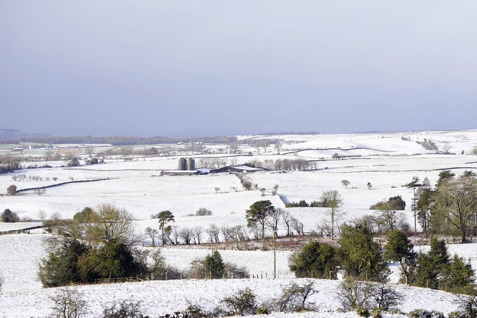Fresh snowfall in Barden Moor, North Yorkshire, as Storm Eunice sweeps across the UK on 18 February 2022