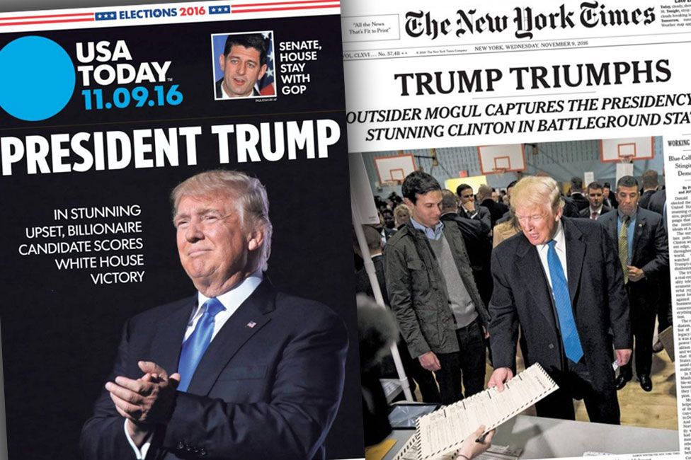 USA Today and New York Times front covers