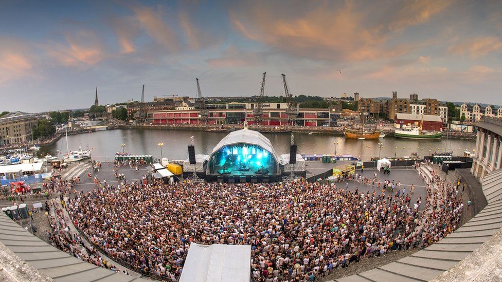 Aerial shot of Bristol Summer Series concert