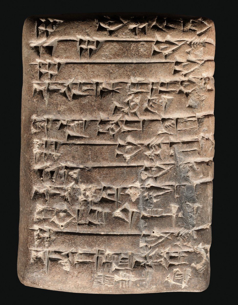 Tablet with an account in Sumerian cuneiform describing the receipt of oxen