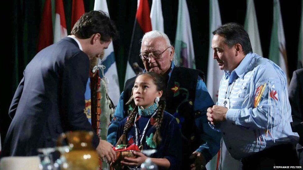 Autumn Peltier meets Prime Minister Justin Trudeau