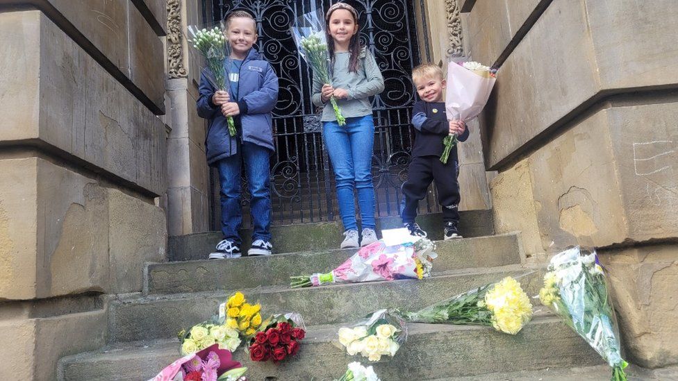 Floral tributes in Morley