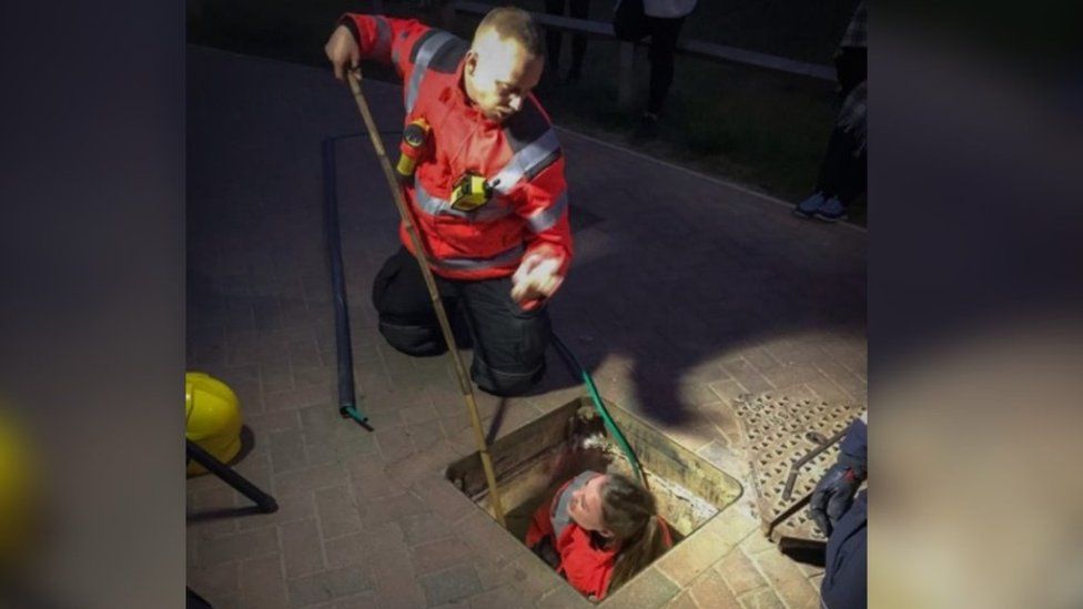 Cat being rescued
