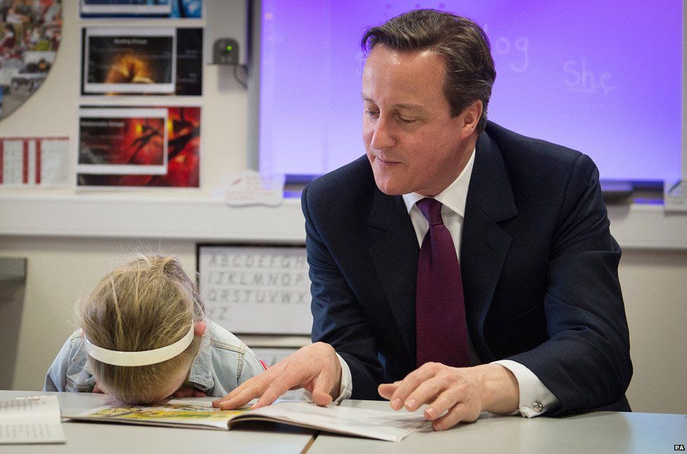 Lucy Howarth face-plants the table as the former PM reads a story