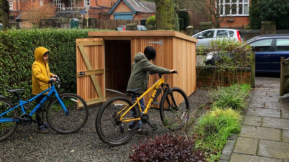Bike shed being used