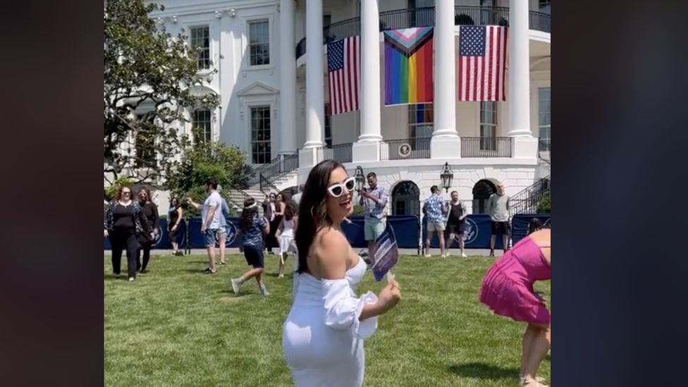 White House bans three guests after topless video at Pride party - BBC News