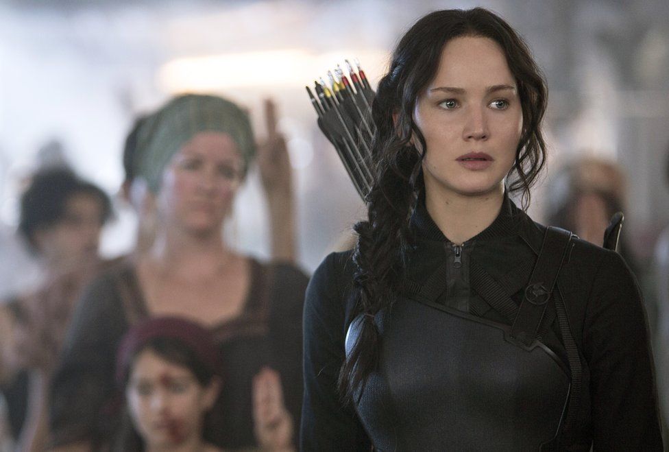 Jennifer Lawrence portrays Katniss Everdeen in a scene from The Hunger Games: Mockingjay Part 1