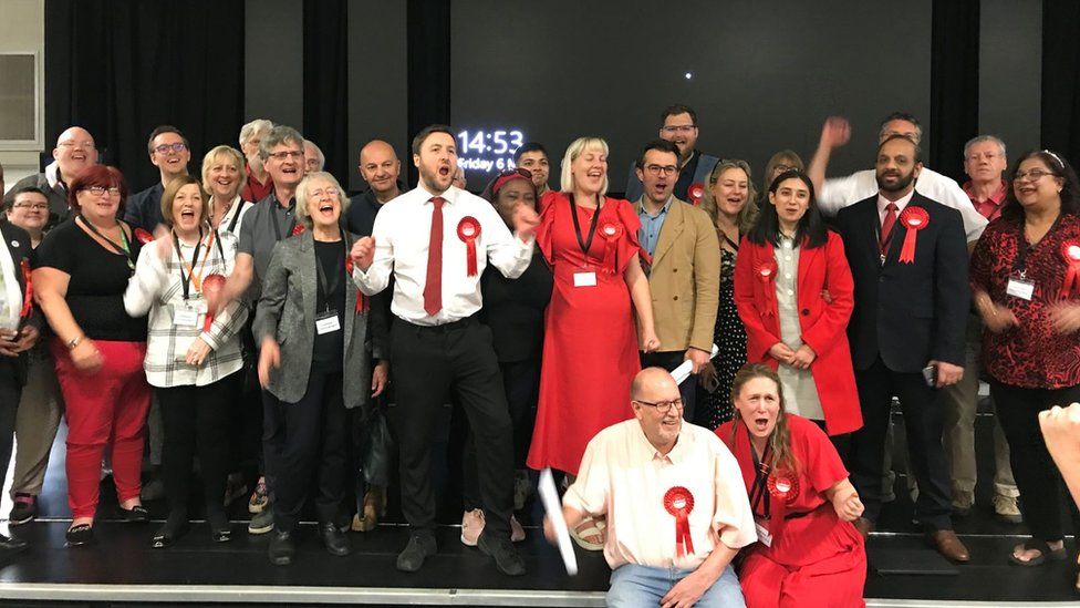 Labour Party cheering at election