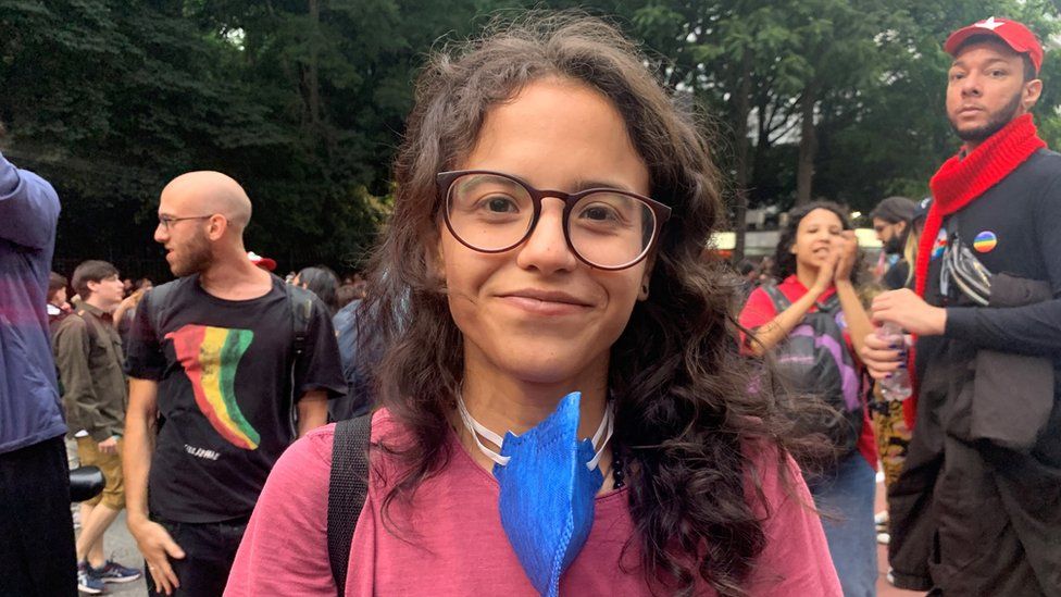 Marina Rodrigues Carmona during a demonstration in São Paulo, Brazil. Photo: 9 January 2023