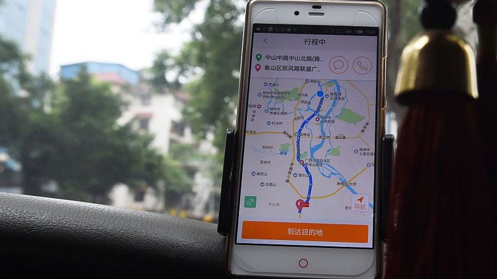 Didi Chuxing ride sharing app open on phone
