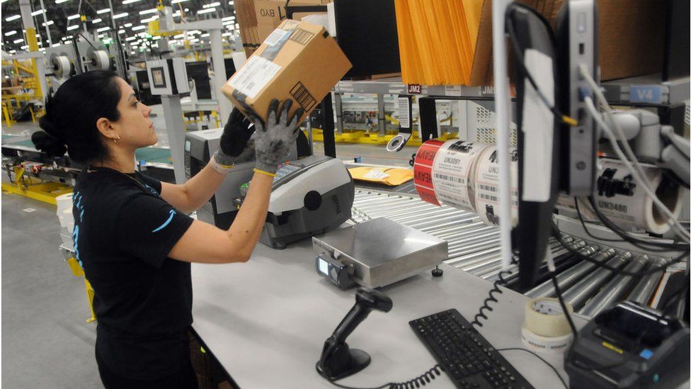 An Amazon worker