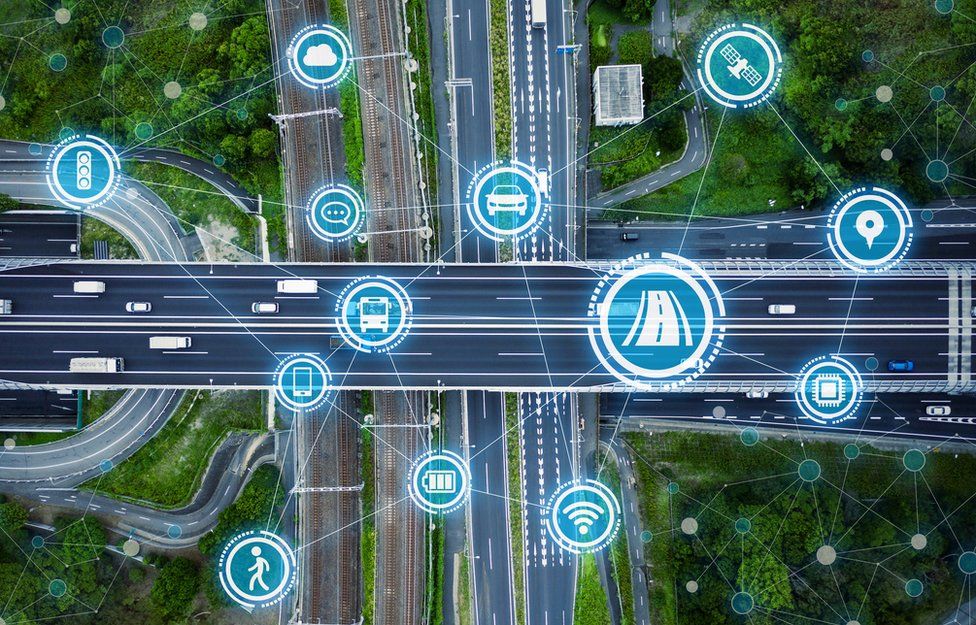 Graphic showing network of connected services