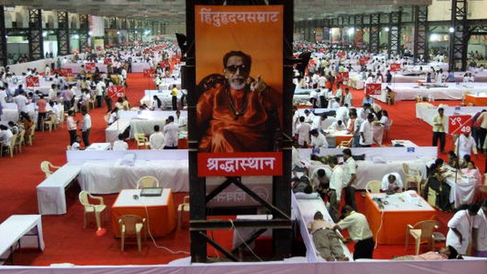 Shiv Sena organised blood donation camp in Mumbai on Sunday, April 25, 2010.