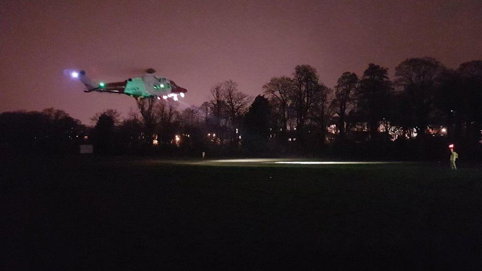Penarth Coastguard said it set up a helicopter landing site for UK Search and Rescue St Athan after a sledding accident