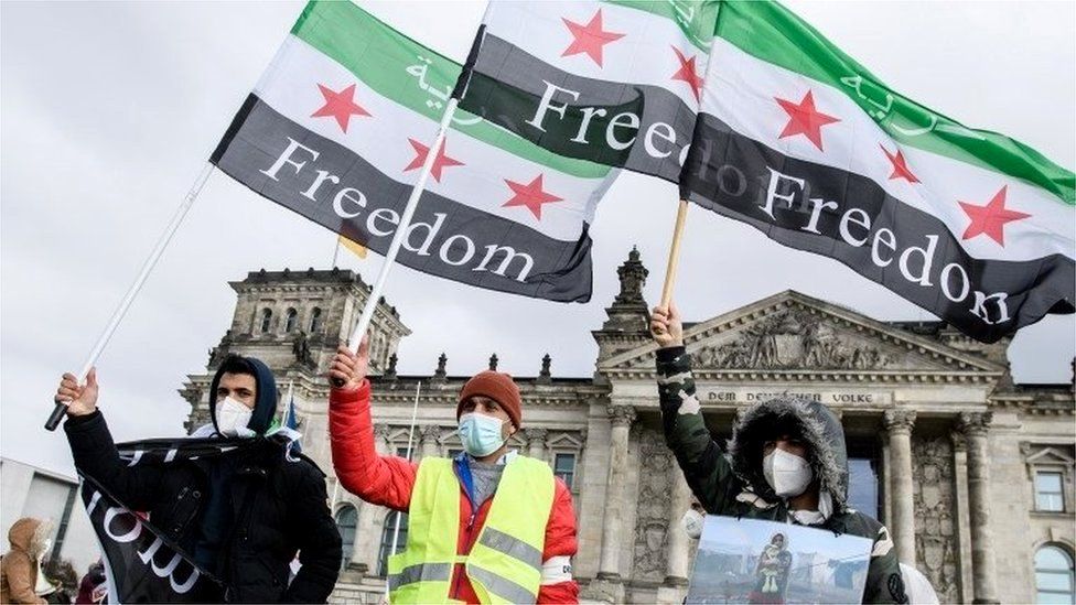 Rally outside German parliament in Berlin marking 10th anniversary of the Syria war (14/03/21)