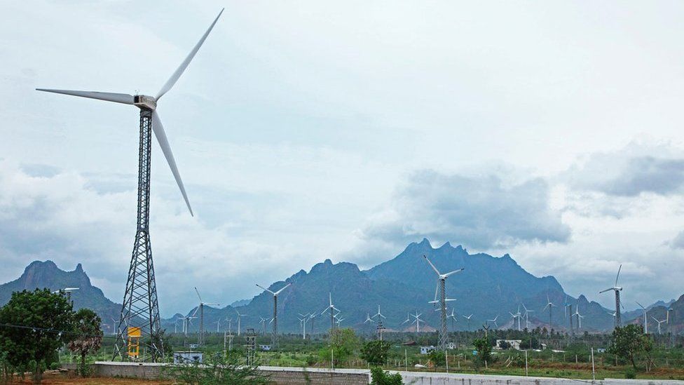 A wind turbine in Kanyakumari