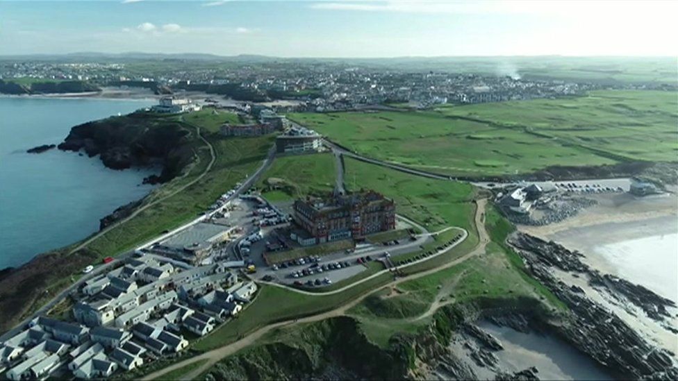 Headland Hotel from drone
