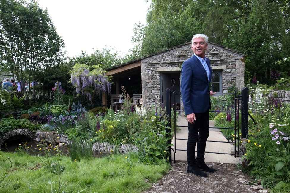 Phillip Schofield visits the Welcome to Yorkshire garden on Main Avenue, during the press day for this year's RHS Chelsea Flower Show