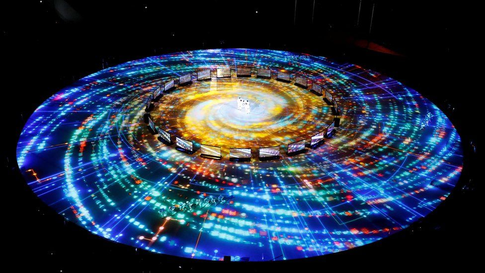 Image result for A light show is projected on the floor to look like the Milky Way galaxy