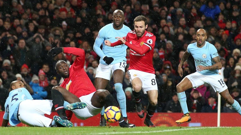 Man Utd v Man City in the Premier League on 10 December