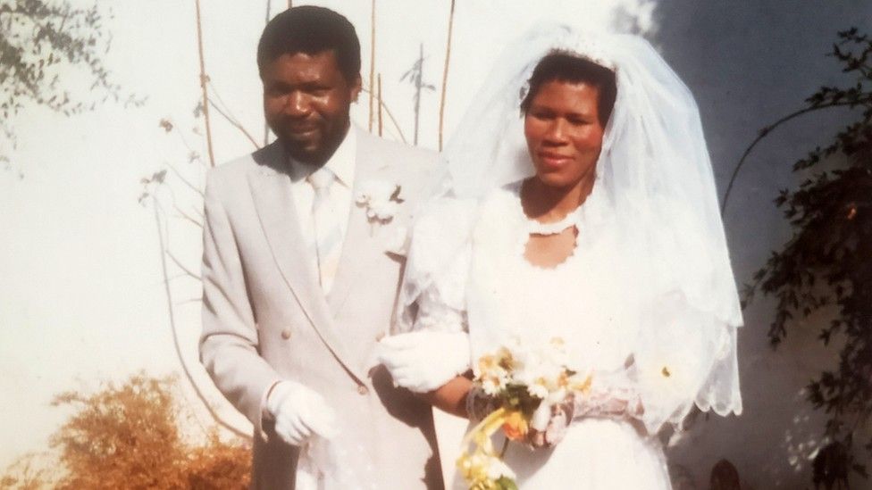 Agnes and her husband on their wedding day
