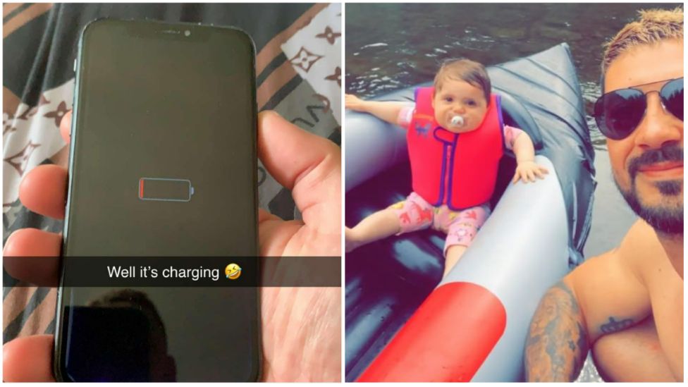 Phone charging and Miguel with his daughter