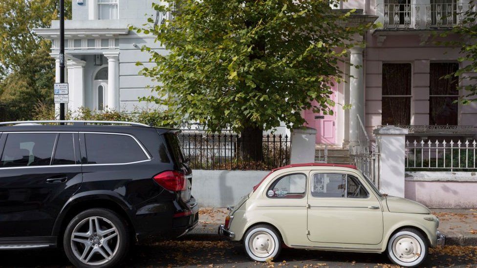 Photo of small and large cars in Notting Hill, west London