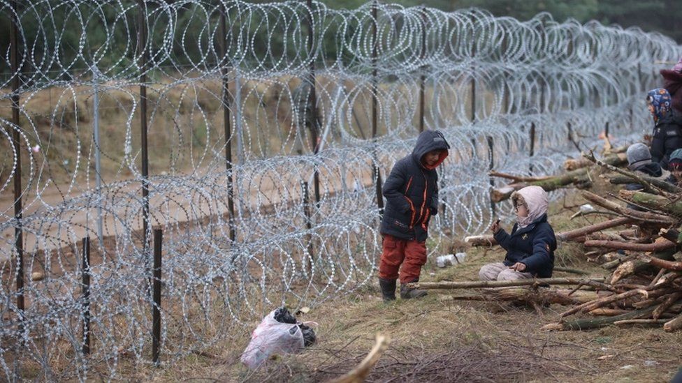 This is one of many images provided by a Belarus state news agency photographer at the border