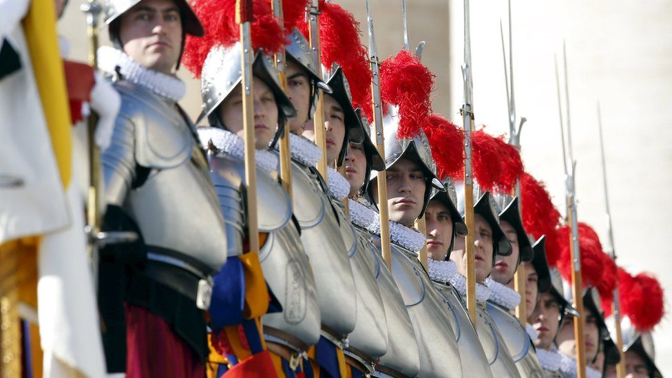 Swiss Guards parade before Pope Francis' Christmas Day address