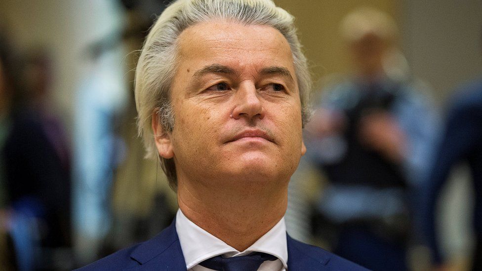 Dutch far-right Party for Freedom (PVV) leader Geert Wilders in court in Schiphol, Netherlands, on 18 March 2016
