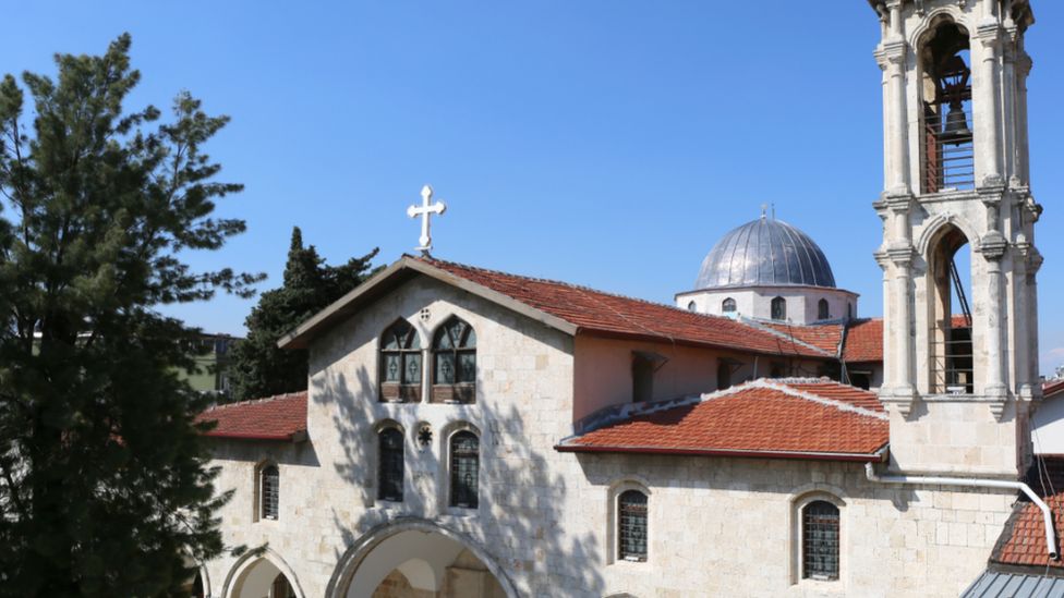 A church and bell tower